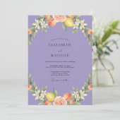 Invitation Mariage Periwinkle Citron Pêche Eucalyptus (Debout devant)