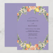 Invitation Mariage Periwinkle Citron Pêche Eucalyptus (Devant / Derrière)