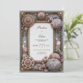 Invitation Mariage Perle Hydrangea Bleu Poussiéreux (Debout devant)