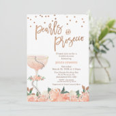 Invitation Mariage Perles Florales de Pêche Prosecco  (Debout devant)