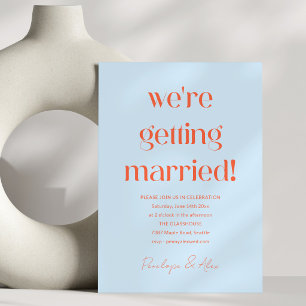 Invitation Mariage Persimmon Orange Gras Bleu Clair Amusant