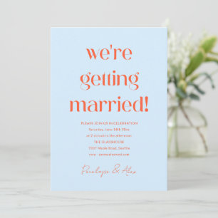 Invitation Mariage Persimmon Orange Gras Bleu Clair Amusant