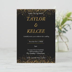 Invitation Mariage PERSONNALISABLE Black and Gold