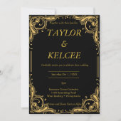 Invitation Mariage PERSONNALISABLE Black and Gold (Devant)