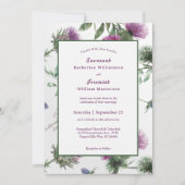Invitation Mariage Personnalisable Chic violet chardon Floral (Devant)