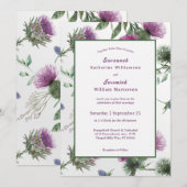 Invitation Mariage Personnalisable Chic violet chardon Floral (Devant / Derrière)