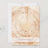 Invitation Mariage personnalisable en coupe de bois rustique (Dos)