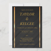 Invitation Mariage PERSONNALISABLE en or noir (Devant)