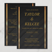 Invitation Mariage PERSONNALISABLE en or noir (Devant / Derrière)