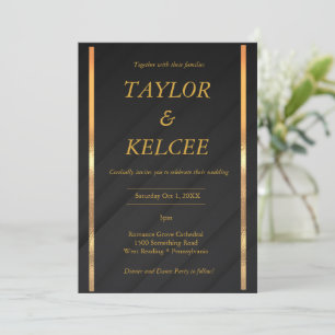 Invitation Mariage PERSONNALISABLE en or noir