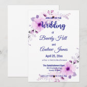 Invitation Mariage personnalisable Lavande et Marine (Devant / Derrière)