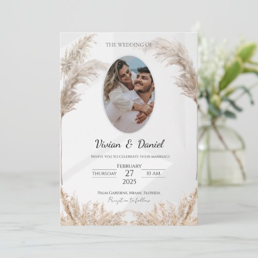 Invitation Mariage personnalisable Noir & Or classique (Debout devant)