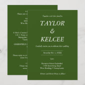 Invitation Mariage PERSONNALISABLE Vert Forêt (Devant / Derrière)