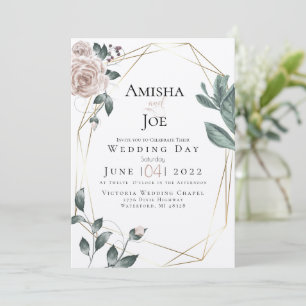 Invitation MARIAGE Personnalisé -Aquarelle Blush Dusty Rose