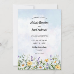 Invitation Mariage personnalisé aquarelle fleur sauvage bohèm