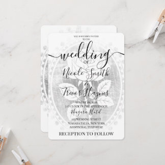 Invitation Mariage personnalisé avec camée de rose vintage dé