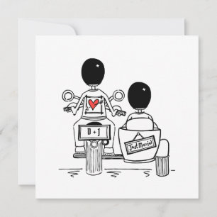 Invitation Mariage personnalisé avec deux mariés sur moto et 