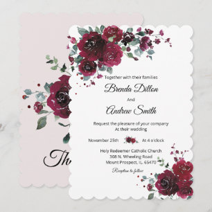 Invitation Mariage personnalisé bordeaux et noir