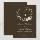 Invitation Mariage Personnalisé Chocolat foncé Brown Fleurs b (Devant / Derrière)