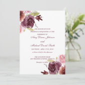 Invitation Mariage personnalisé cranberry et sauge vert (Debout devant)