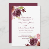 Invitation Mariage personnalisé cranberry et sauge vert (Devant / Derrière)