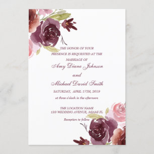 Invitation Mariage personnalisé Cranberry & Sauge verte