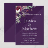Invitation Mariage personnalisé de fleurs violettes (Devant / Derrière)