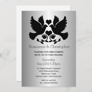 Invitation Mariage personnalisé de la colombe couleur argent