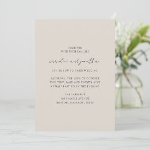 Invitation Mariage Personnalisé Écriture Élégante Crème Ivoir