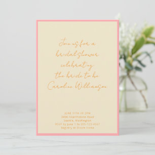 Invitation Mariage personnalisé géométrique rose crème écritu