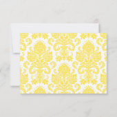 Invitation Mariage personnalisé Jaune Damas RSVP (Dos)