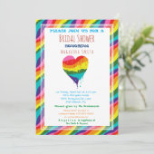 Invitation Mariage personnalisé LGBT Cœur Arc-en-ciel (Debout devant)