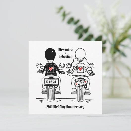 Invitation Mariage personnalisé moto anniversaire de mariage  (Debout devant)