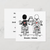 Invitation Mariage personnalisé moto anniversaire de motard (Devant / Derrière)