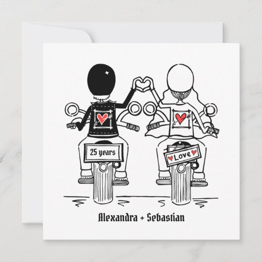 Invitation Mariage personnalisé moto anniversaire de motard (Devant)