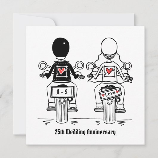 Invitation Mariage personnalisé moto anniversaire motard (Devant)