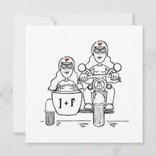 Invitation Mariage personnalisé moto et side-car pour deux ma