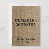 Invitation Mariage personnalisé rustique burlap motif nature (Devant)