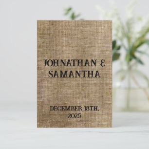 Invitation Mariage personnalisé rustique burlap motif nature