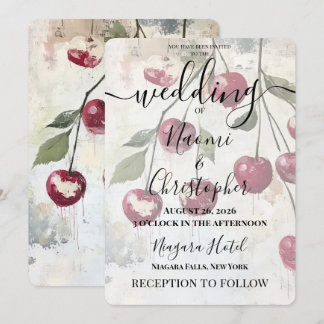 Invitation Mariage personnalisé rustique vintage avec cerises