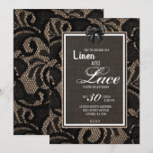 Invitation Mariage personnalisé toile de jute, lin et dentell (Devant / Derrière)