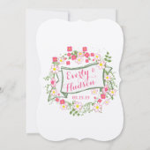 Invitation Mariage personnalisé vert et rose Garland (Dos)