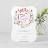 Invitation Mariage personnalisé vert et rose Garland (Debout devant)