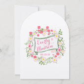 Invitation Mariage personnalisé vert et rose Garland (Dos)