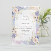 Invitation Mariage Pervenche Champagne Ranunculus Eucalyptus (Debout devant)
