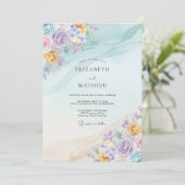 Invitation Mariage Pervenche Citrine Pétales (Debout devant)