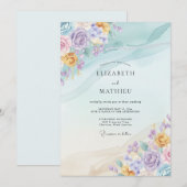 Invitation Mariage Pervenche Citrine Pétales (Devant / Derrière)