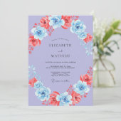 Invitation Mariage Pervenche Corail Ranunculus Sauge (Debout devant)