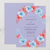 Invitation Mariage Pervenche Corail Ranunculus Sauge (Devant / Derrière)