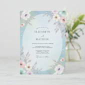 Invitation Mariage Pervenche Douce Corail Pétales (Debout devant)